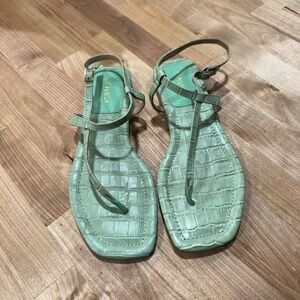 CARVELA Kase Ladies Pale Green Animal Snake Print Flat Strappy Sandals